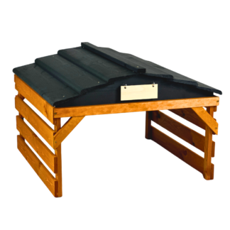 Robotniiduki garaaž, avatud, puitkatusega, tiigipruun/must